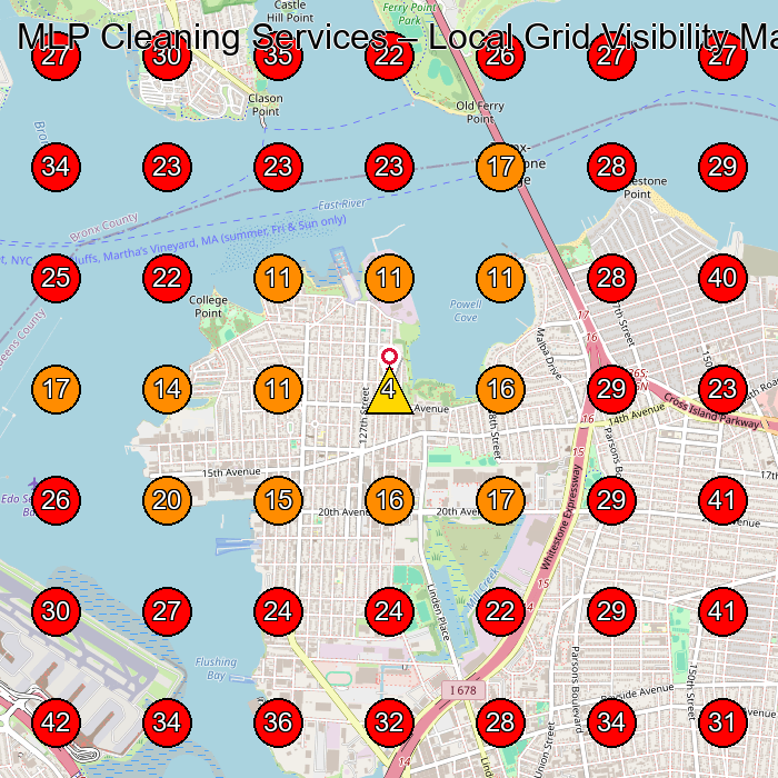 MLP Cleaning Services GeoGrid visibility map for House Cleaning Service in Queens